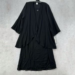 NWT VTG Helene Blake Evening Dress‎ Womens 20W Black Chiffon Layered Cardigan